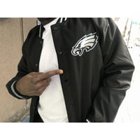 米国仕様 NFL公式 PHI Eagles フィラデルフィア イーグルス TWILL ツイル スタジアムジャンパー NFL (JH-28)