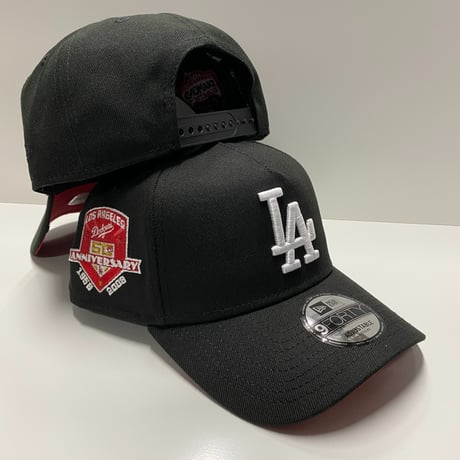 海外限定 Newera ニューエラ 9Forty Aフレーム LA Dodgers ドジャース 50th Anniv キャップ 黒 赤 (940-290)