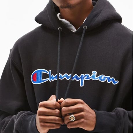 日本未発売 チャンピオン Champion USA リバースウィーブ チェーンステッチ スウェット プルオーバー パーカー 黒