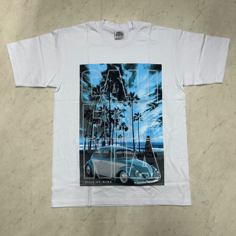 LA発 California STATE OF MIND グラフィック ヘビーウェイト Tシャツ カリフォルニア 白 (GTS2)