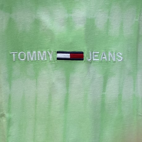 TOMMY JEANS トミージーンズ  半袖 タイダイ Tシャツ 刺繍ロゴ ライトグリーン (st1)