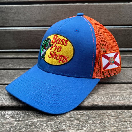 限定USA州旗パッチ Bass Pro Shops バスプロショップス 刺繍ロゴ フロリダ FL メッシュキャップ (Bps49)