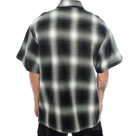 アメリカ製 CALTOP キャルトップ 半袖 オンブレチェックシャツ BLACK IVORY ブラック アイボリー (SBS35)