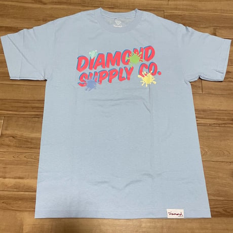 【M】  ダイヤモンドサプライ Diamond Supply Co. 半袖 Tシャツ 水色 ペイント POP (T24)