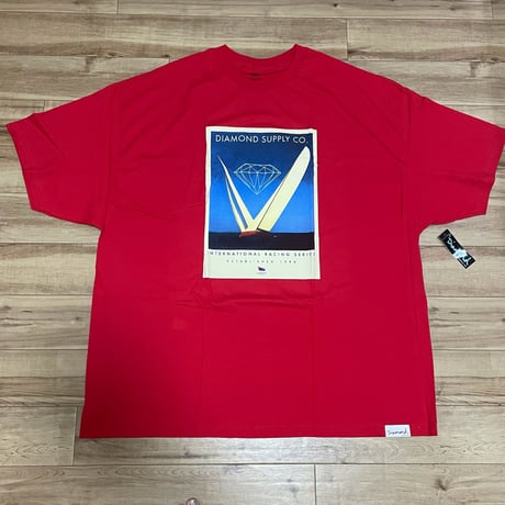 【4XL】 米国製 ダイヤモンドサプライ Diamond Supply Co. Tシャツ 赤 インターナショナル レーシング (T6)