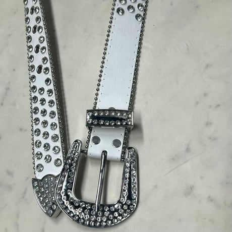 ラインストーン ブリンブリン ベルト Bling Bling Rhinestone Belt 白 (BELT21)