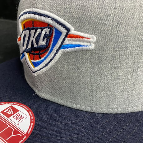 Newera ニューエラ OKC オクラホマシティ Thunder サンダー NBA グレー 紺 スナップバックキャップ 9FIFTY