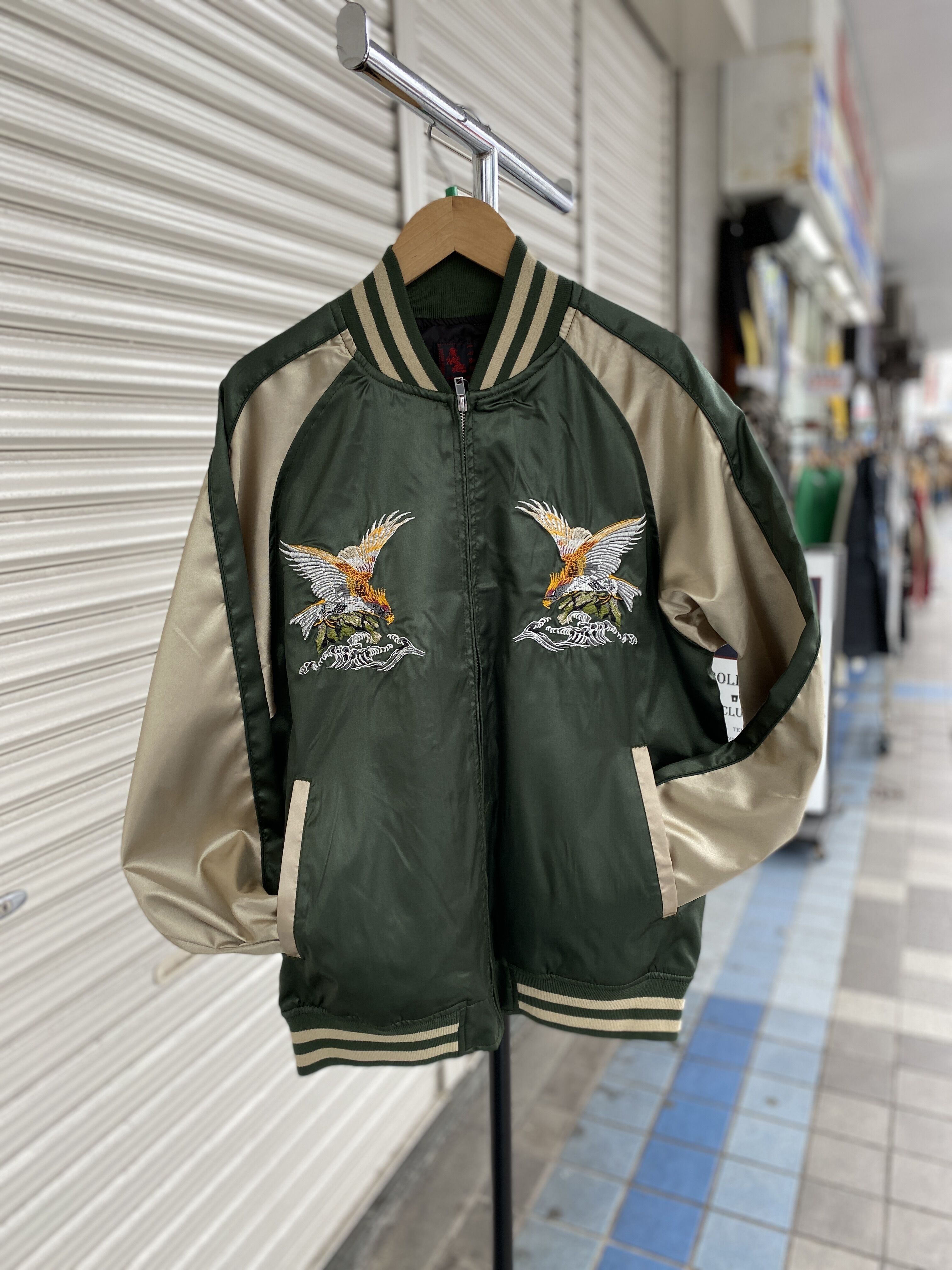 横須賀発祥 スカジャン Yokosuka刺繍入り SUKAJAN 鷹 Eagle 内ポケット