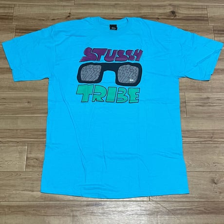 【XL】 Stussy ステューシー TRIBE 半袖 Tシャツ ターコイズブルー 西海岸 ラグナビーチ (59)