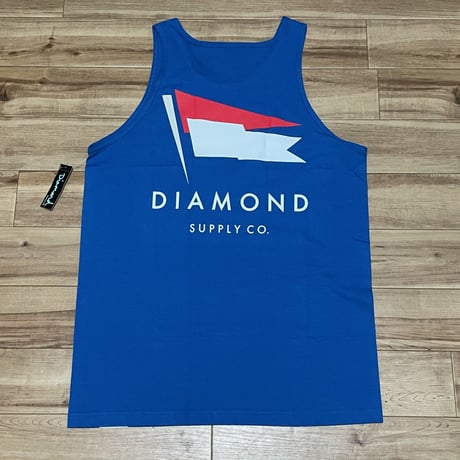 米国製 【L】 ダイヤモンドサプライ Diamond Supply Co タンクトップ 背面BIGデザイン 青 フラッグ