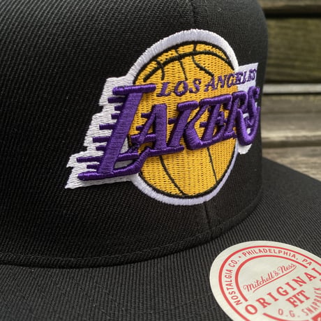 Mitchell&Ness ミッチェル&ネス LA ロサンゼルス Lakers レイカーズ 公式 スナップバックキャップ 黒