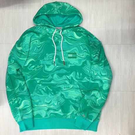 USA仕様 TOMMY HILFIGER TJ マーブル Badge プルオーバー パーカー Always Green (R4F-8)