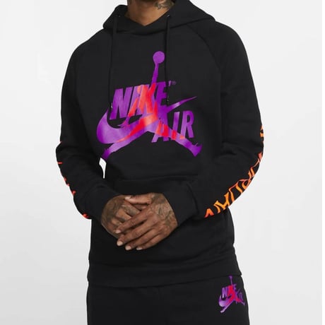 USA正規品  NIKE ナイキ JORDAN ジョーダン Classic プルオーバー フリース パーカー 黒 紫