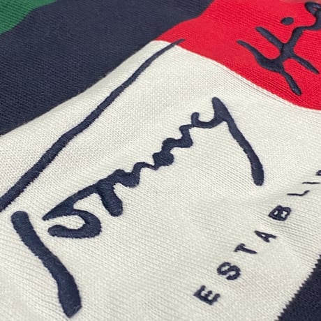 USA限定 TOMMY HILFIGER オートグラフ フラッグ クルーネック コットンニットセーター (R4F-26)