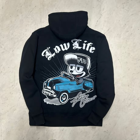 LA発 ウェストコースト LOW LIFE ローライフ グラフィック プルオーバー パーカー ブラックキャット (GFX/Hdy2)