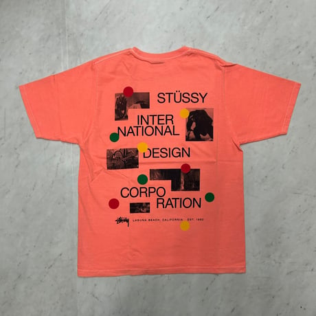 【M】 海外モデル Stussy ステューシー Dot Collage Tee 半袖 ドットコラージュ Tシャツ シェルオレンジ (78)