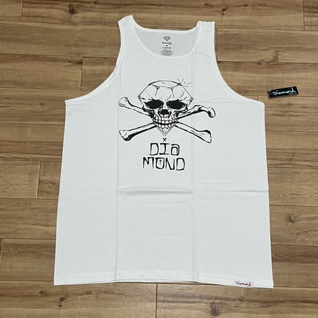 【XL】 米国製 ダイヤモンドサプライ Diamond Supply Co タンクトップ 白 スカル SKULL