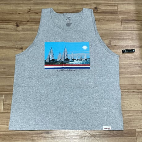 【3XL】米国製 ダイヤモンドサプライ Diamond Supply Co タンクトップ Yacht ボックスロゴ グレー