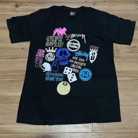 【S】 Stussy ステューシー LogoMix ロゴミックス 半袖 Tシャツ SSリンク 8ボール 黒 ラグナビーチ  (21)