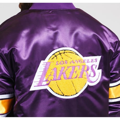 ミッチェル&ネス Mitchell&Ness ロサンゼルス LA レイカーズ LAKERS サテン HWC スタジャン NBA
