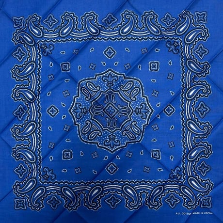 日本製 ペイズリー バンダナ Paisley Bandana 大判サイズ 綿100% ロイヤルブルー (BNDN74)
