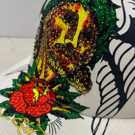 USA仕様 Ed Hardy エドハーディ Christ Rhinestone キリスト メッシュ トラッカーキャップ Ivory (EDC11)