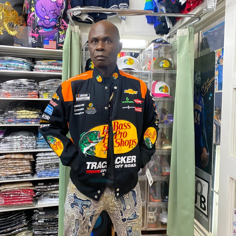 激レア！バス プロ ショップス ｘ ナスカー レーシングジャケット スタジャン NASCAR ナスカー JHデザイン Bass Pro Shops バスプロショップス
