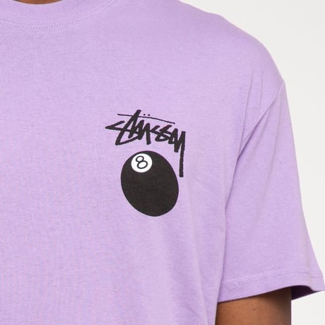 Stussy ステューシー 8Ball エイトボール PIG ピグメント ビンテージ加工 ラベンダー 紫 コットン100%