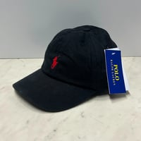 POLO RALPH LAUREN ラルフローレン Iconic Ball Cap ポニーロゴ アイコニック ダッドキャップ 黒/赤ロゴ (RLC4)
