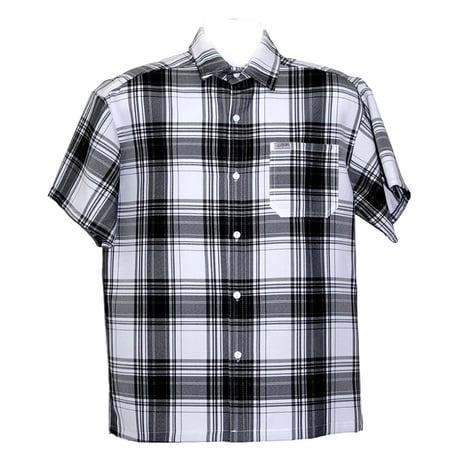 アメリカ製 CALTOP キャルトップ 黒×白 チェックシャツ 半袖 ボタンアップ