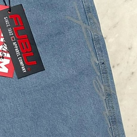 USA仕様 FUBU フブ Denim Shorts Pants デニム ショートパンツ Y505 ライトブルー (SJNS50)