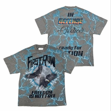 LA発祥 FIRST ROW ファーストロー Freedom Is Not Free Tee 総柄 グラフィックTシャツ (CropT54)