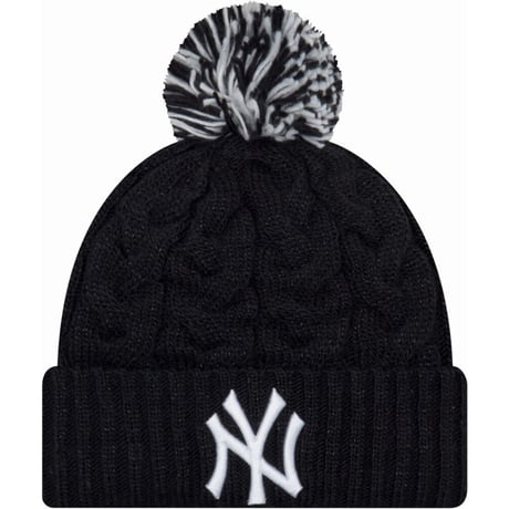 NEWERA ニューエラ NY  Yankees ヤンキース MLB 紺 ネイビー ラメ入り ポンポン ニット帽