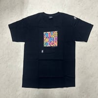 【M】 海外モデル Stussy ステューシー Clyde Tee 半袖 ステッチ クライド Tシャツ 黒 (76)