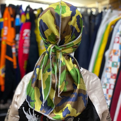 迷彩  DURAGドゥーラグ TIEDOWN インナーキャップ  シルキータッチ 緑【ユニセックス】
