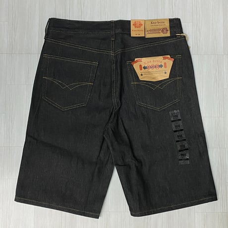 老舗LAブランド KnoBetta ノーベター RAW BLACK ブラック デニム 太め ショートパンツ (SJNS3)