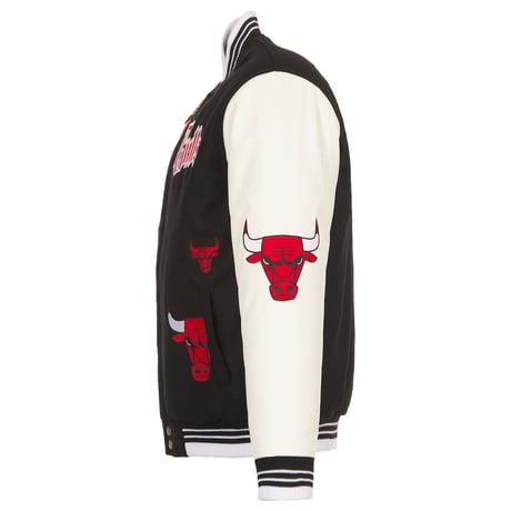米国仕様 JHデザイン NBA シカゴ ブルズ Bulls 公式 リバーシブル スタジアムジャンパー 黒 スタジャン (JH-1)