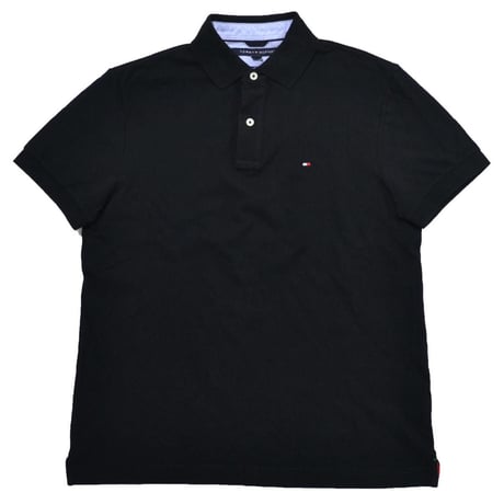 USA正規品 Tommy トミーヒルフィガー CUSTOM FIT カスタムフィット フラッグロゴ  ポロシャツ  黒