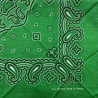日本製 ペイズリー バンダナ Paisley Bandana 大判サイズ 綿100% 緑 (BNDN77)