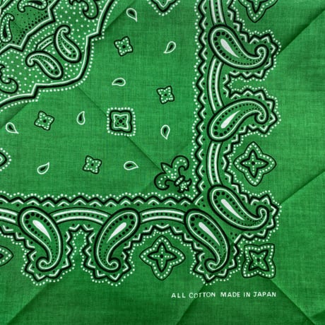 日本製 ペイズリー バンダナ Paisley Bandana 大判サイズ 綿100% 緑 (BNDN77)