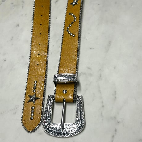 スタッズ ラインストーン カウボーイ ベルト Cowboy Rhinestone Belt イエローベージュ (BELT15)