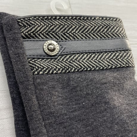 【スマホ/タッチパネル対応】極暖 グローブ 手袋 ボタン付き ヘリンボーン 裏起毛素材 グレー