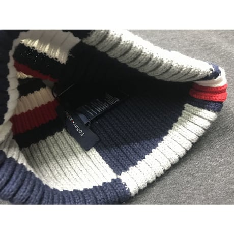 海外限定 トミーヒルフィガー TOMMY HILFIGER ニットキャップ トリコロール カラーブロック