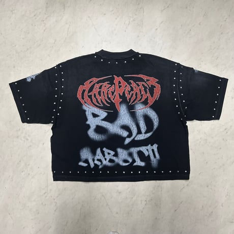 カリフォルニア発 Rare Peace レアピース Bad Face Mask クロップドTシャツ ラインストーン (CropT21)