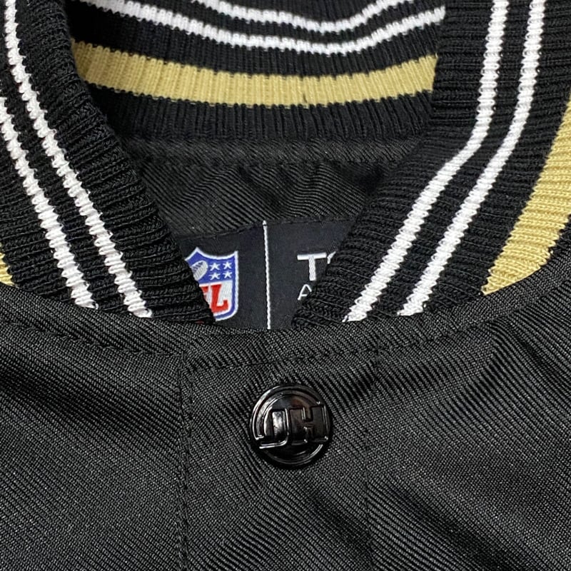 NFL　ニューオーリンズ・セインツ　ジップアップナイロンジャケット　刺繍ロゴ黒L