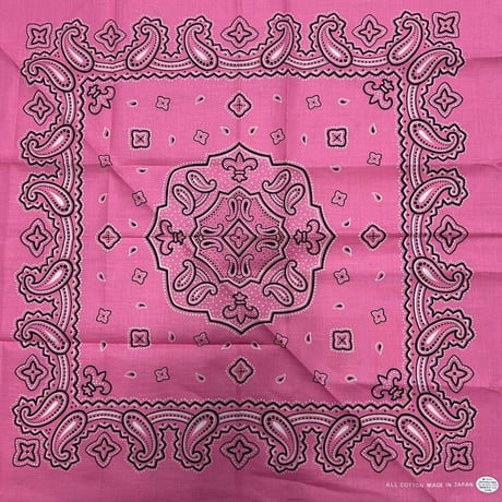日本製 ペイズリー バンダナ Paisley Bandana 大判サイズ 綿100% ピンク (BNDN58)