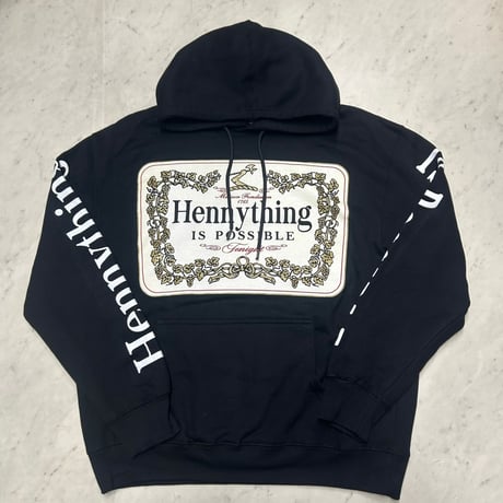 LA発 Hennything Is Possible グラフィック プルオーバー パーカー 黒 (GFX/Hdy99)