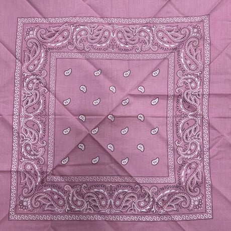 ペイズリー バンダナ Paisley Bandana ヴィンテージ調 大判サイズ 54cm 薄ピンク (BNDN106)