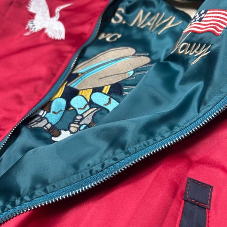 横須賀発祥 リバーシブル スカジャン Reversible SUKAJAN サテン地 SEABEE アメリカ海軍 (SKJ80)