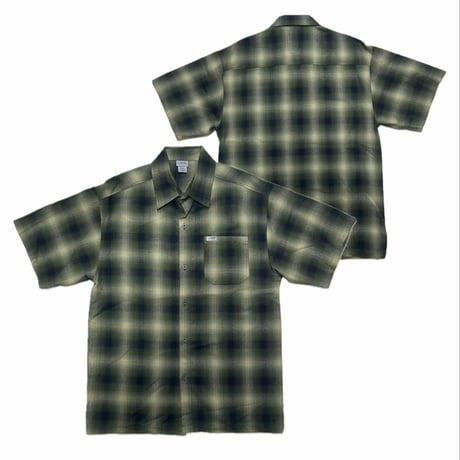 アメリカ製 CALTOP キャルトップ 半袖 オンブレチェックシャツ OLIVE BLACK オリーブ 黒 (SBS49)